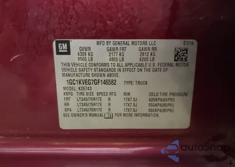 2016 Chevrolet Silverado 2500Hd Lt from USA, damaged, VIN 1GC1KVEG7GF146582